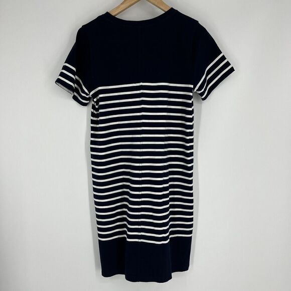 J Crew T Shirt Dress Size Small Womens Navy White Nautical Stripe Cotton Pocket - Picture 5 of 9
